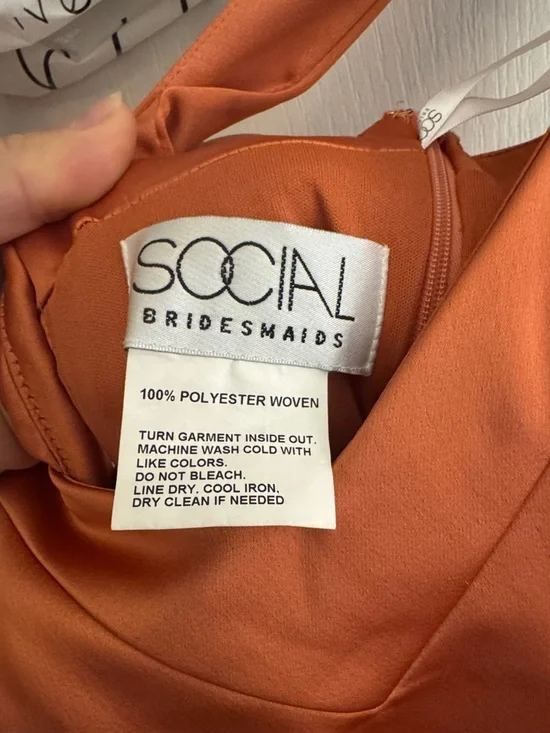 Terracotta Copper Blush Satin Gown - Picture 2 of 7